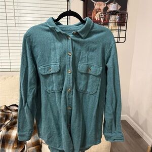 American Eagle Outfitters Blue Wool-Blend Shirt